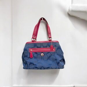 Vintage Coach Stylish Blue and Pink Women's Handbag 2010